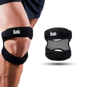 Orteza Stabilizator pentru Genunchi Fitli, Perna Anatomica din Gel, Curea Dubla, 30-50 cm, Marime Universala, Negru