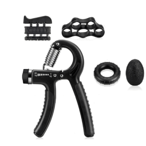 Set 5 in 1 Flexor Grip Maini Fitli, Rezistenta Reglabila 5-60 kg, Antrenament Priza si Recuperare, Negru