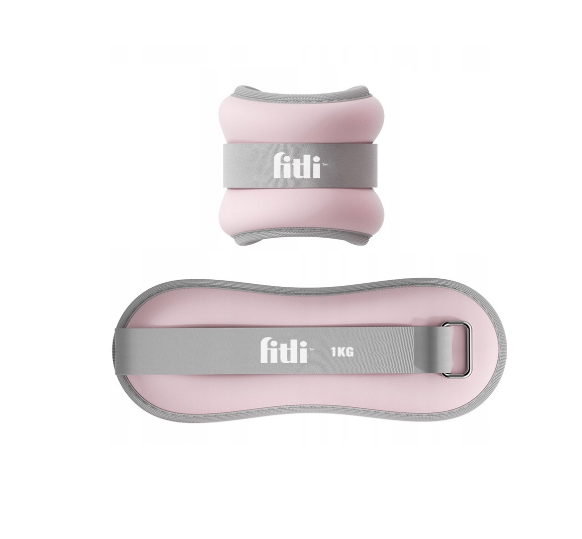 Greutati pentru Glezne si Incheieturi Fitli, 2 x 1 kg, Neopren, Reglabile, Roz