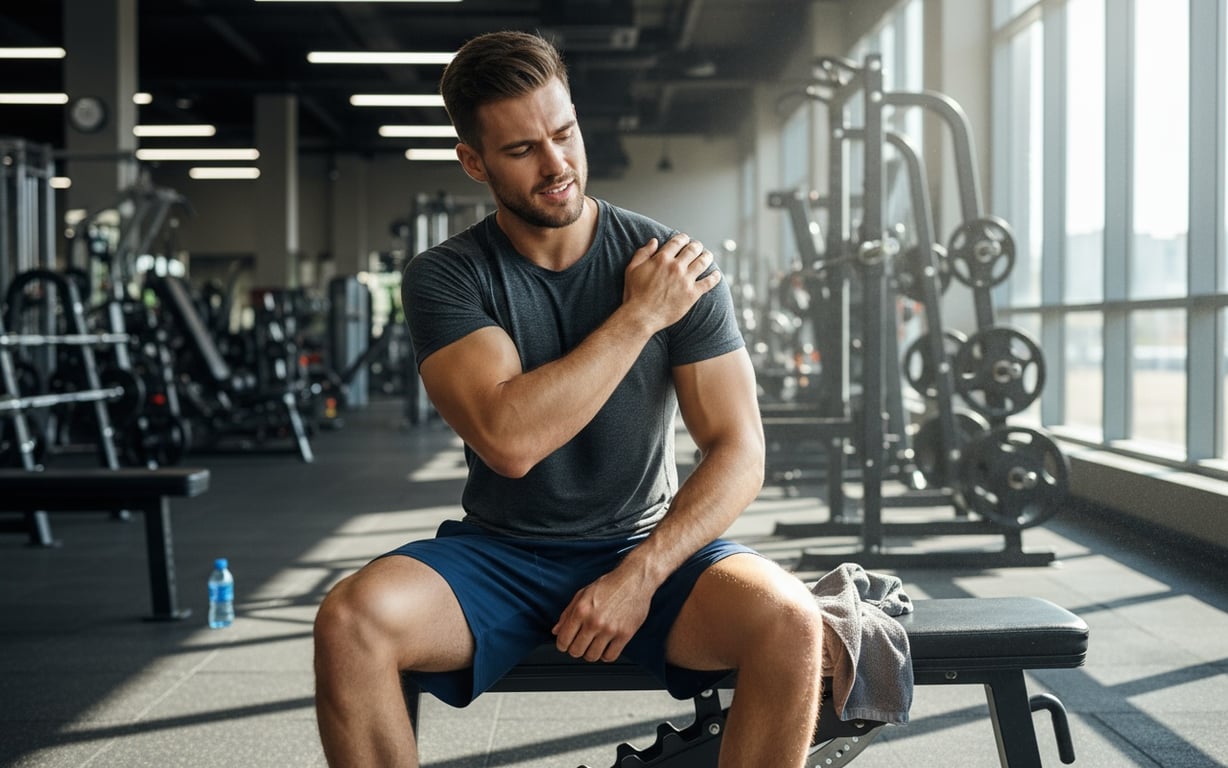 Persoană care experimentează febra musculară după antrenament