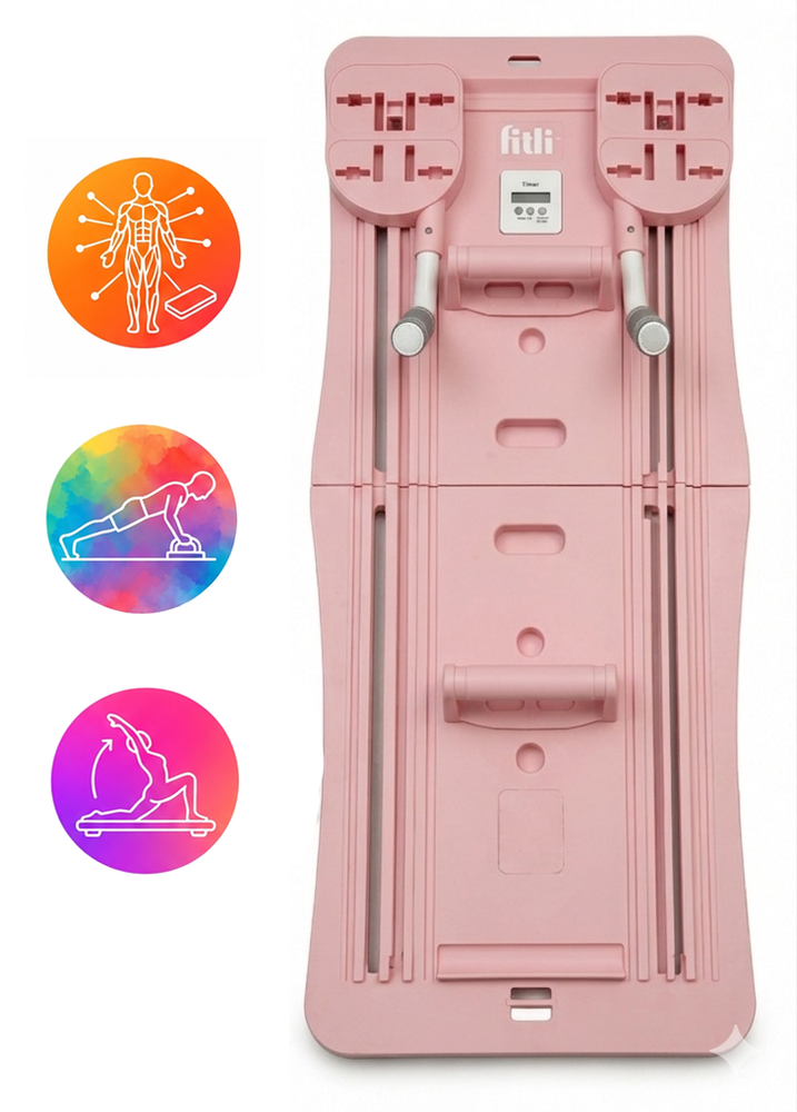 Placa Pilates Multifunctionala Pliabila Fitli, Studio de Antrenament Acasa, Roz - imagine 7