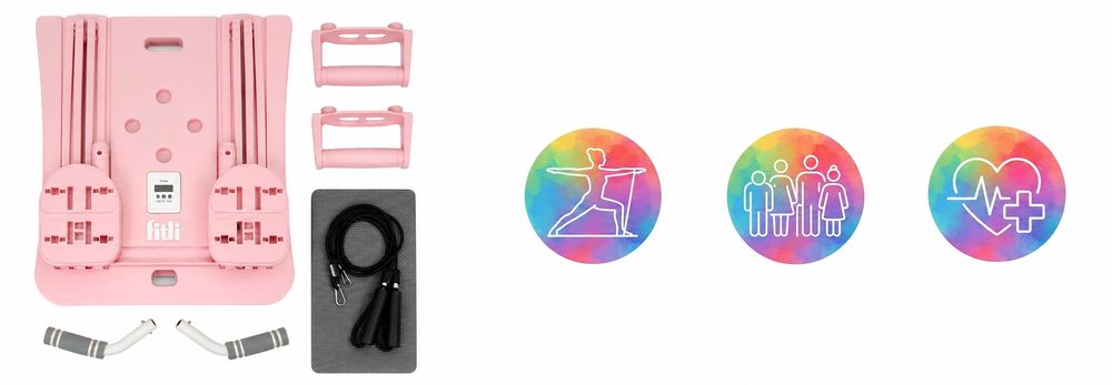 Placa Pilates Multifunctionala Pliabila Fitli, Studio de Antrenament Acasa, Roz - imagine 6