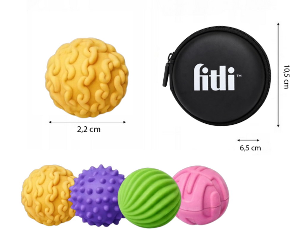 Set 4 Bile Magnetice Senzoriale Antistres Fitli, Silicon, Diverse Texturi, Husa Inclusa, Multicolor - imagine 6