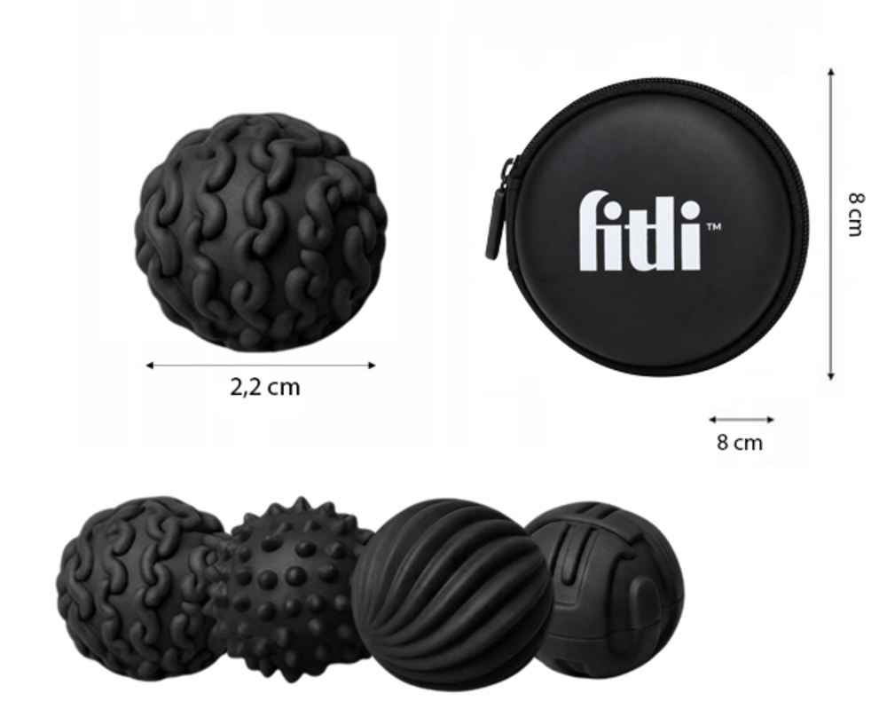 Set 4 Bile Magnetice Senzoriale Antistres Fitli, Silicon, Diverse Texturi, Husa Inclusa, Negru - imagine 8