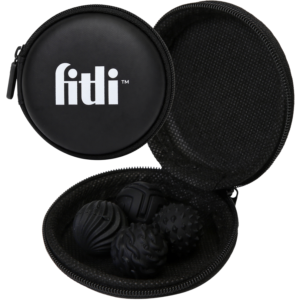 Set 4 Bile Magnetice Senzoriale Antistres Fitli, Silicon, Diverse Texturi, Husa Inclusa, Negru - imagine 3