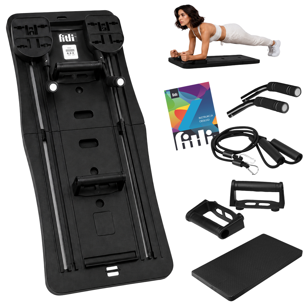 Placa Pilates Multifunctionala Pliabila Fitli, Studio de Antrenament Acasa, Negru - imagine 9