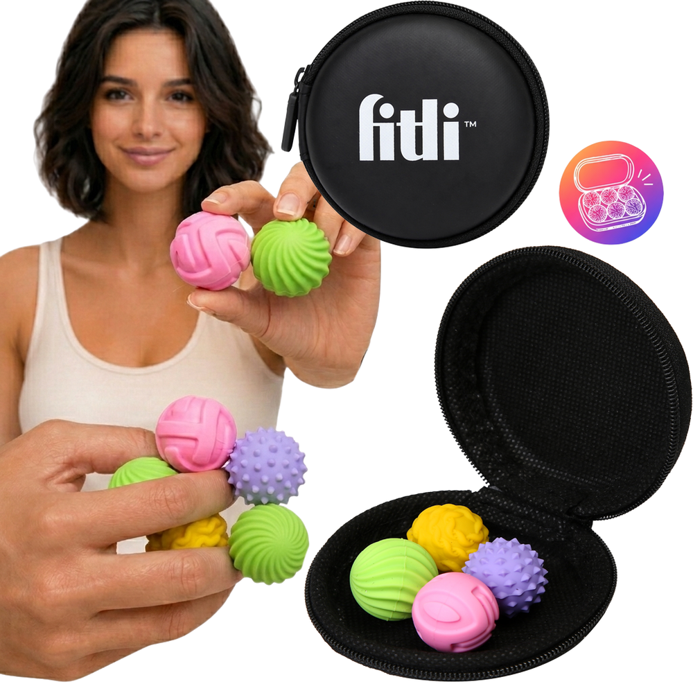 Set 4 Bile Magnetice Senzoriale Antistres Fitli, Silicon, Diverse Texturi, Husa Inclusa, Multicolor - imagine 2
