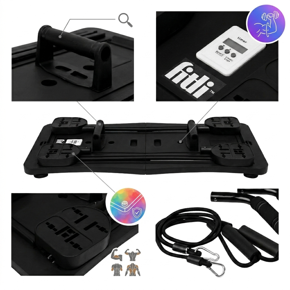 Placa Pilates Multifunctionala Pliabila Fitli, Studio de Antrenament Acasa, Negru - imagine 6