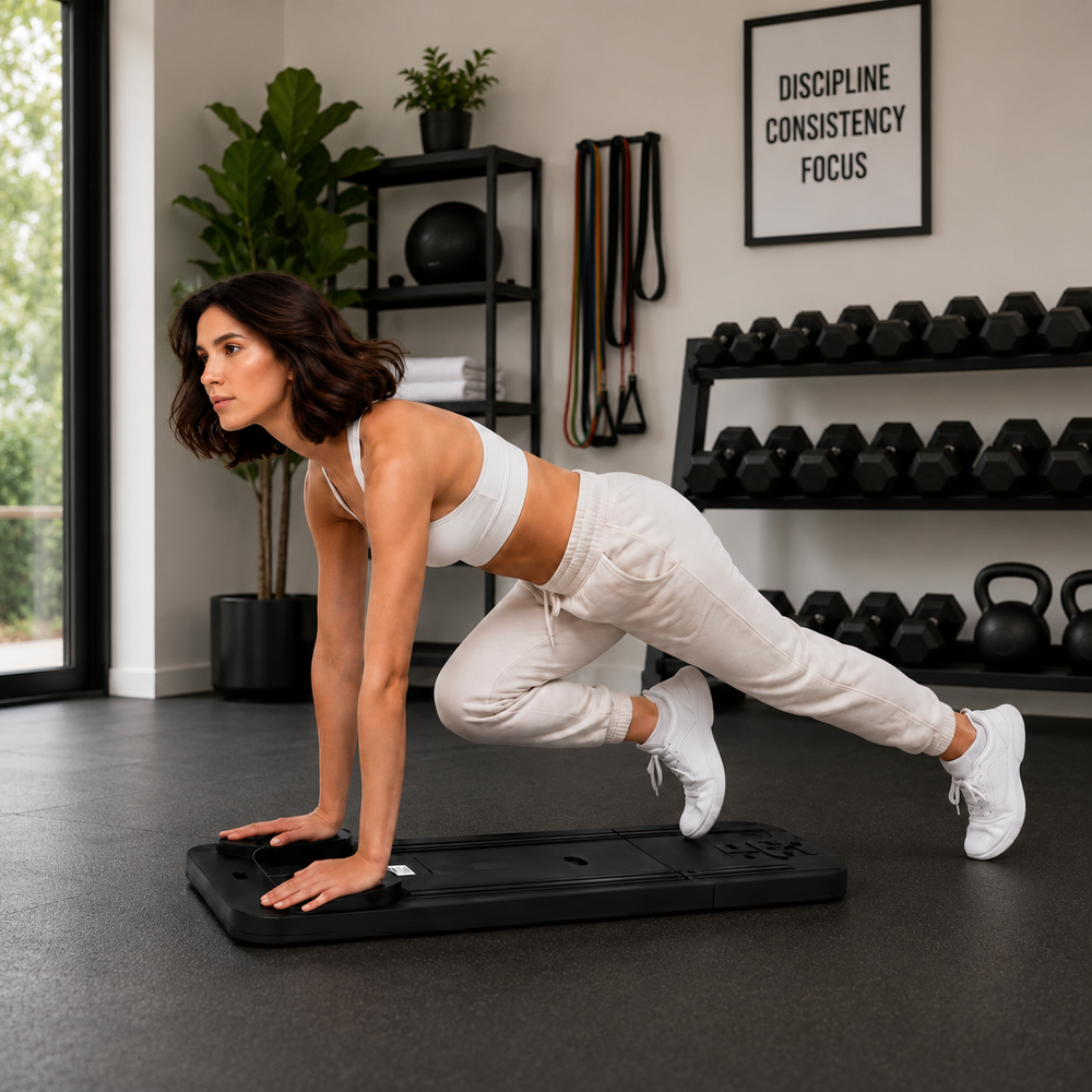 Placa Pilates Multifunctionala Pliabila Fitli, Studio de Antrenament Acasa, Negru - imagine 5