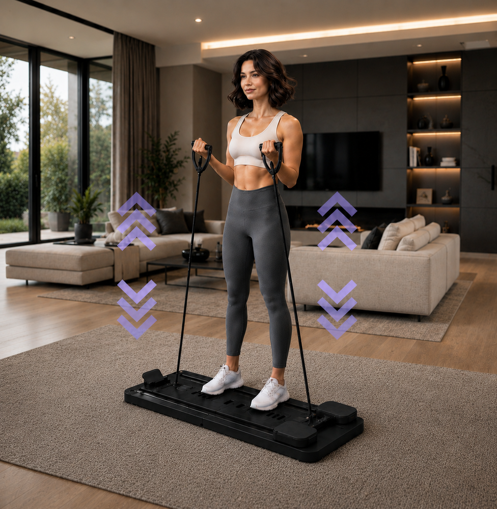 Placa Pilates Multifunctionala Pliabila Fitli, Studio de Antrenament Acasa, Negru - imagine 4