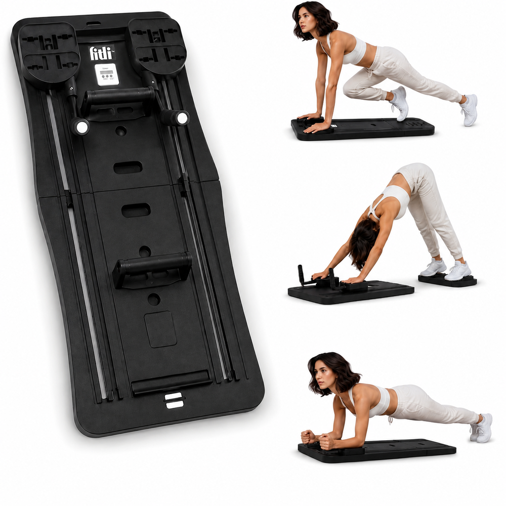 Placa Pilates Multifunctionala Pliabila Fitli, Studio de Antrenament Acasa, Negru - imagine 2
