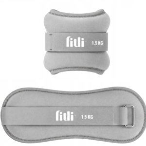 Greutati pentru Glezne si Incheieturi Fitli, 2 x 1.5 kg, Neopren, Reglabile, Gri